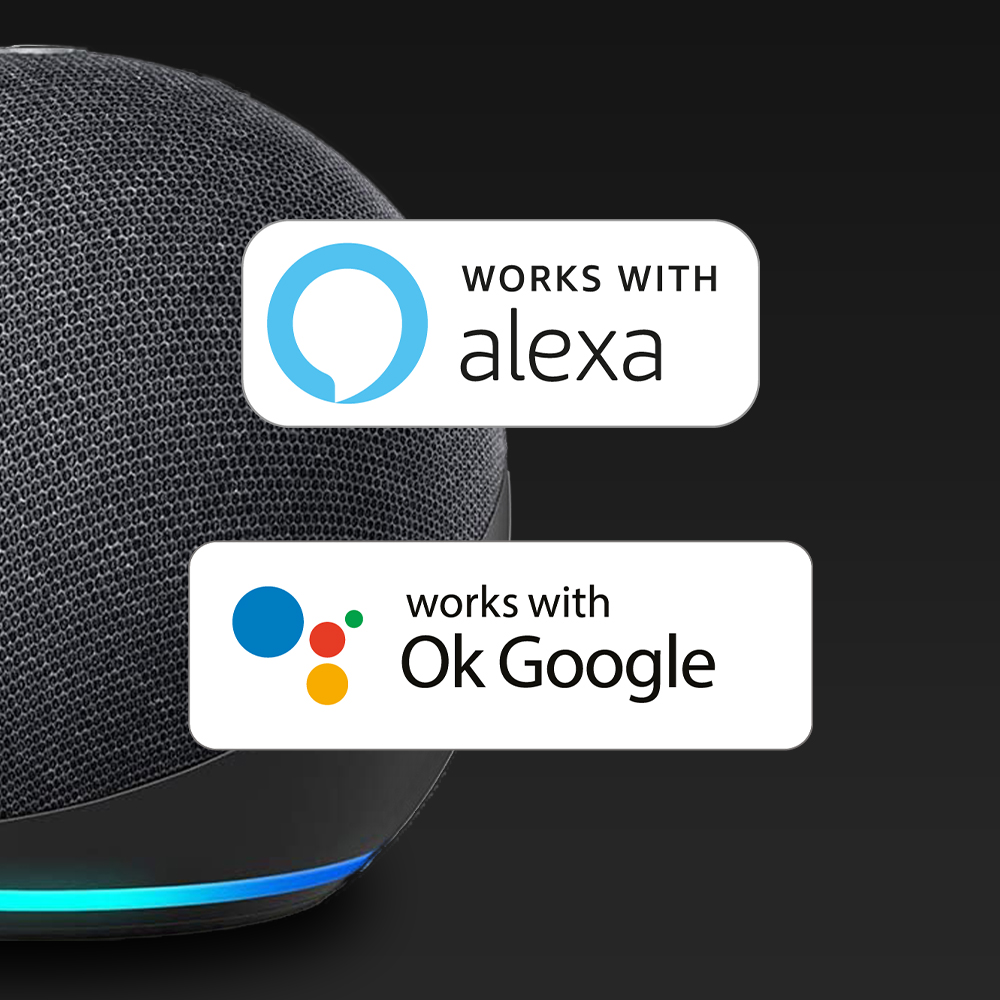 Works with Amazon Echo & Google Home devices